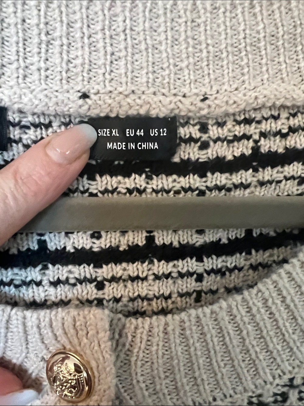 Cream and Black Tweed Knit Cardigan Sweater - Picture 6 of 9